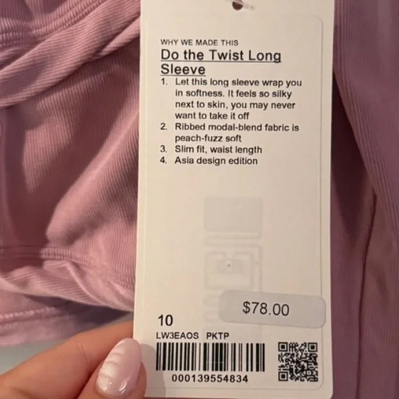 NWT Lululemon Do the Twist Long Sleeve Shirt Sz 10 Pink Taupe Modal - Picture 5 of 5